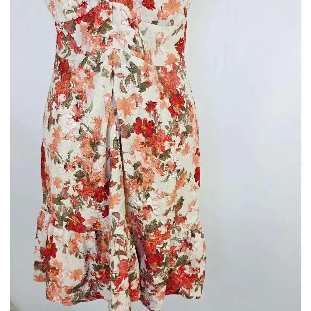 CATO Spring Floral Dress Size Medium Gorgeous Feminine Flutter Sleeve V Neck